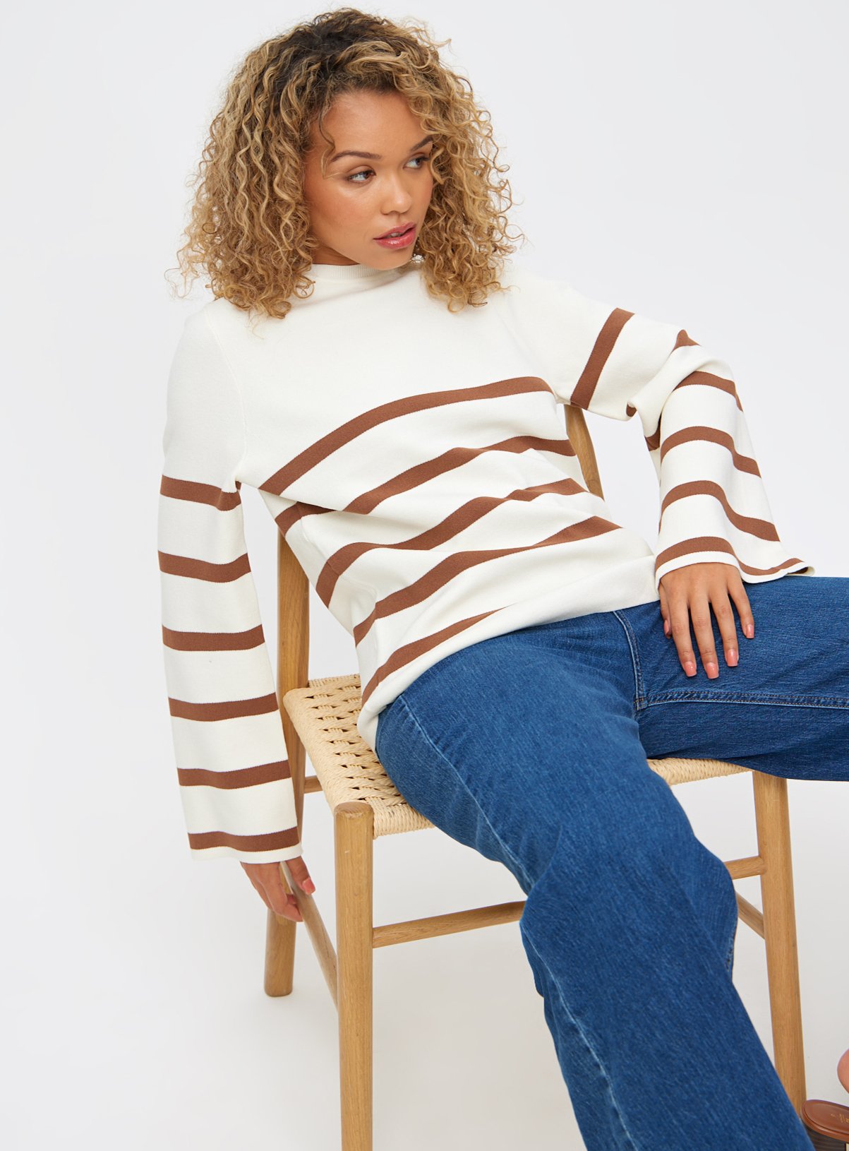 Relaxed Stripe Crew Neck Jumper 20 - Image 2 thumbnail